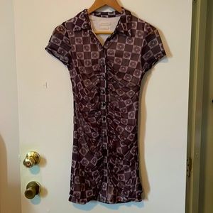 Ruched button front dress